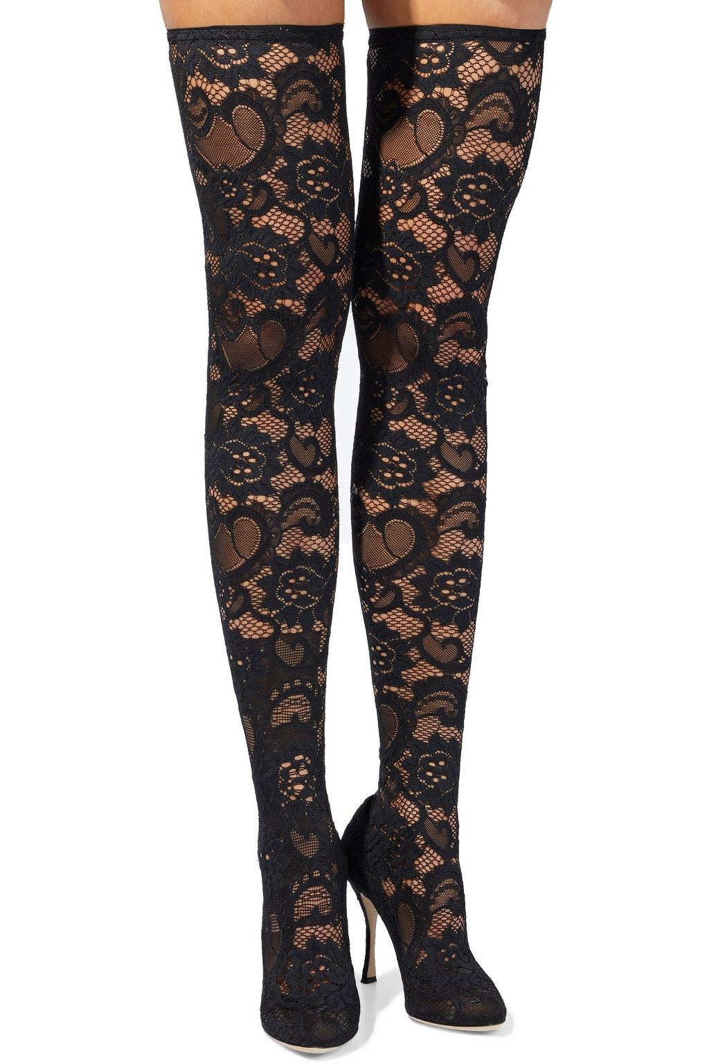 DOLCE&GABBANA Bette stretch-lace thigh boots