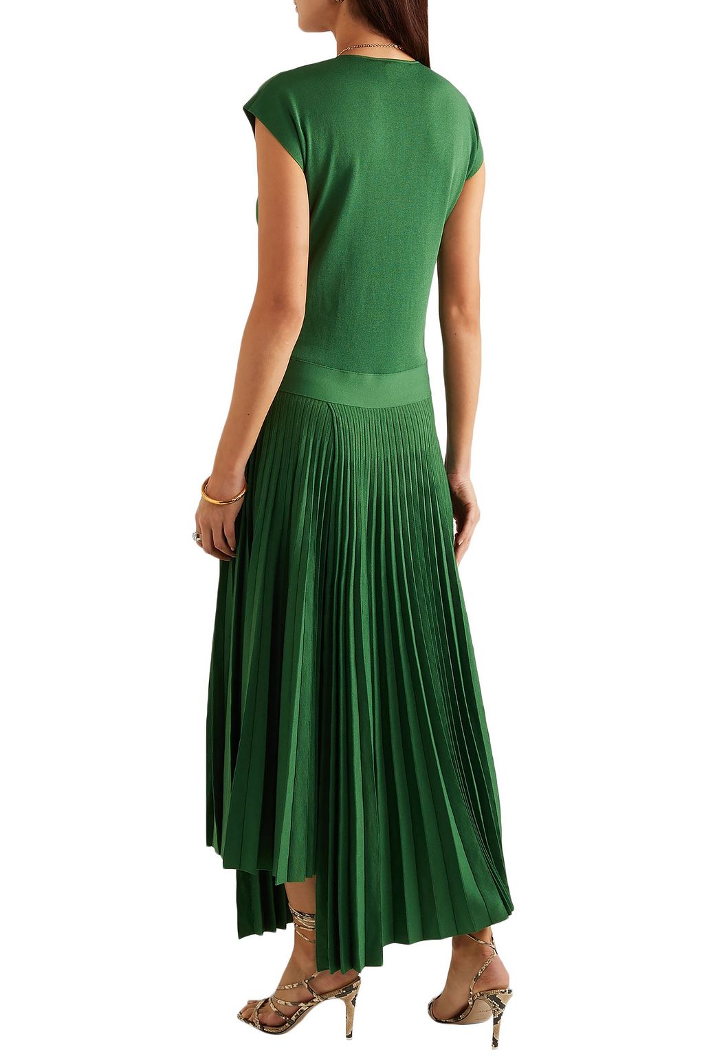 AGNONA Asymmetric pleated silk and cotton-blend dress