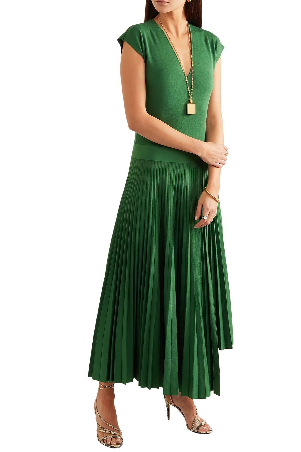AGNONA Asymmetric pleated silk and cotton-blend dress
