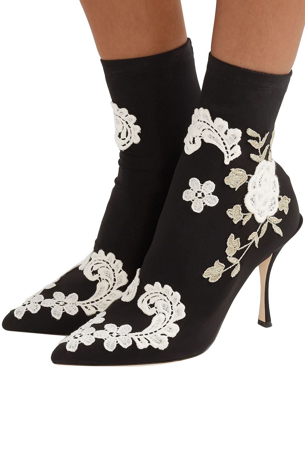 DOLCE&GABBANA Appliquéd stretch-knit sock boots