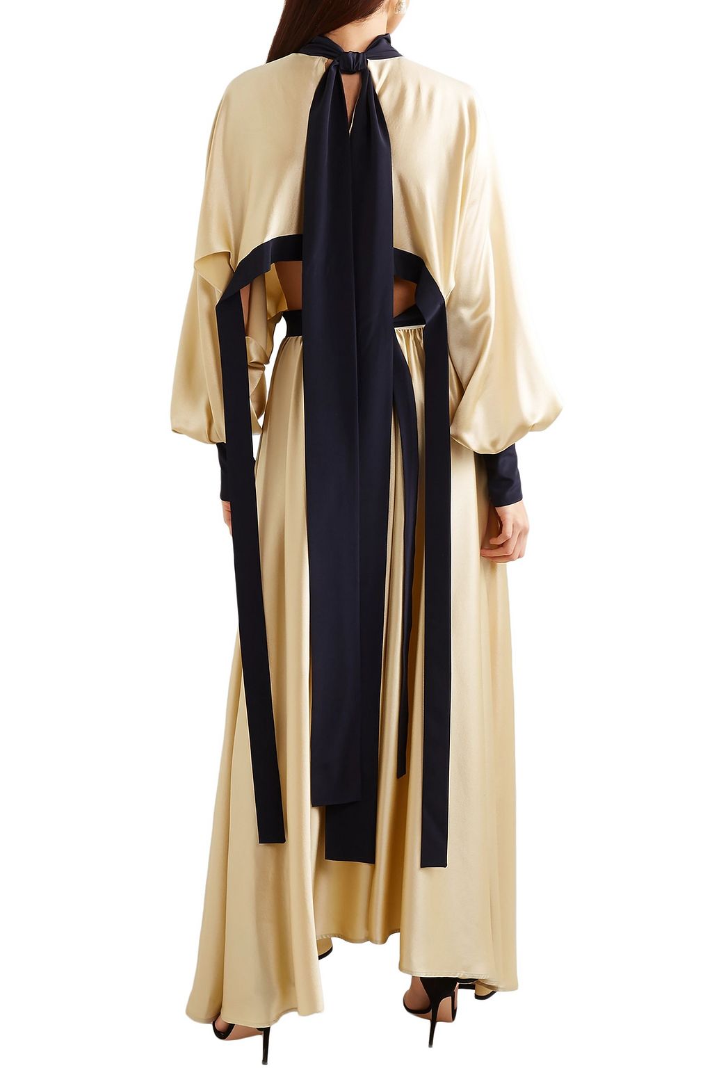ROKSANDA Gathered two-tone silk-satin maxi dress