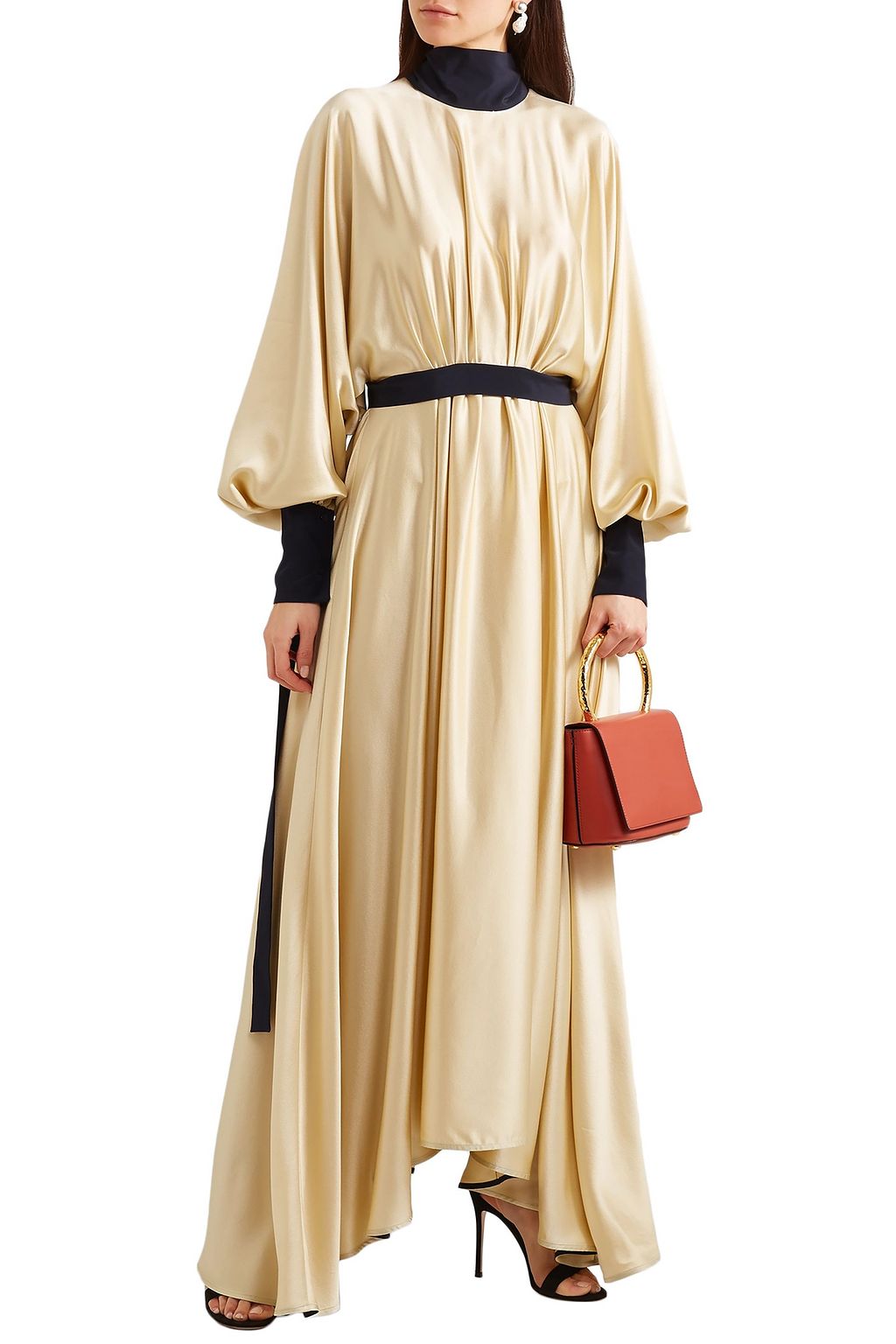 ROKSANDA Gathered two-tone silk-satin maxi dress