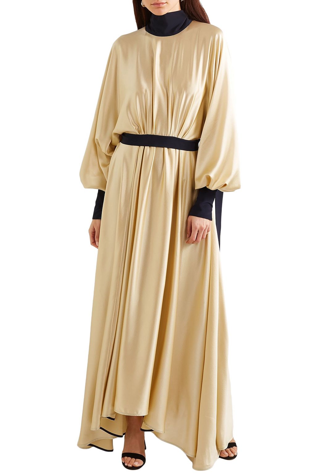 ROKSANDA Gathered two-tone silk-satin maxi dress