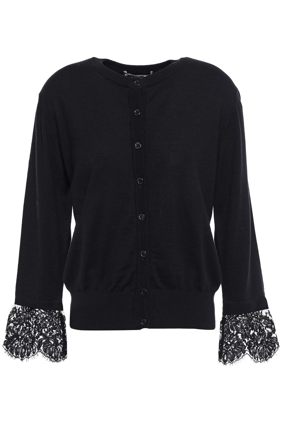 Boutique Moschino Lace-trimmed linen and cotton-blend cardigan