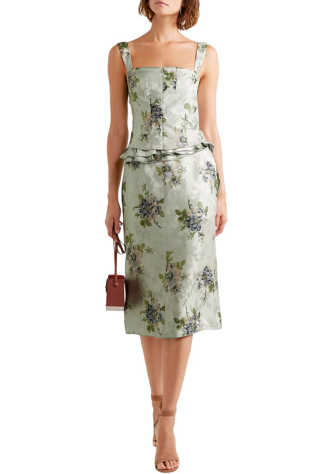 BROCK COLLECTION Sylvi ruffled floral-print silk-jacquard midi skirt