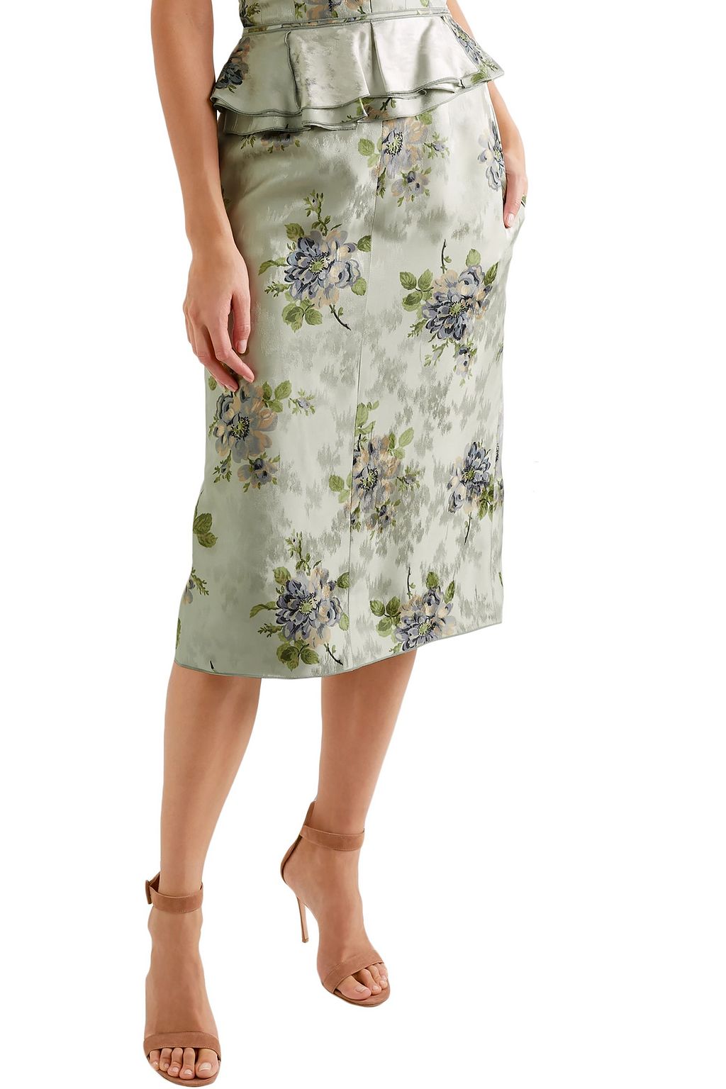 BROCK COLLECTION Sylvi ruffled floral-print silk-jacquard midi skirt