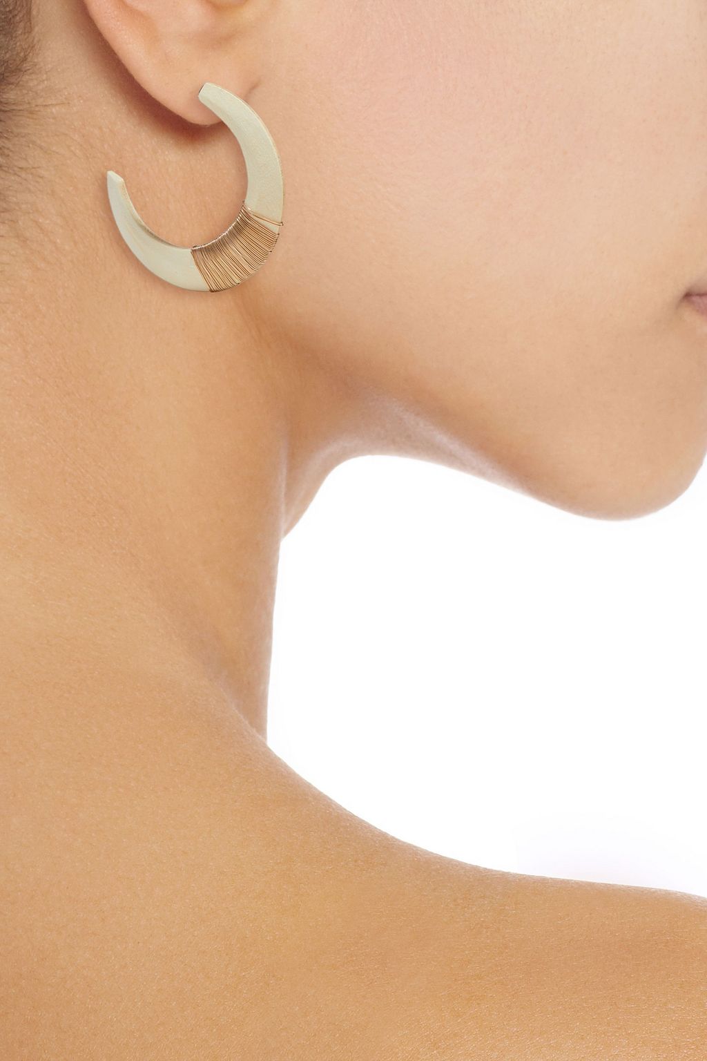 KENNETH JAY LANE Gold-plated wood hoop earrings