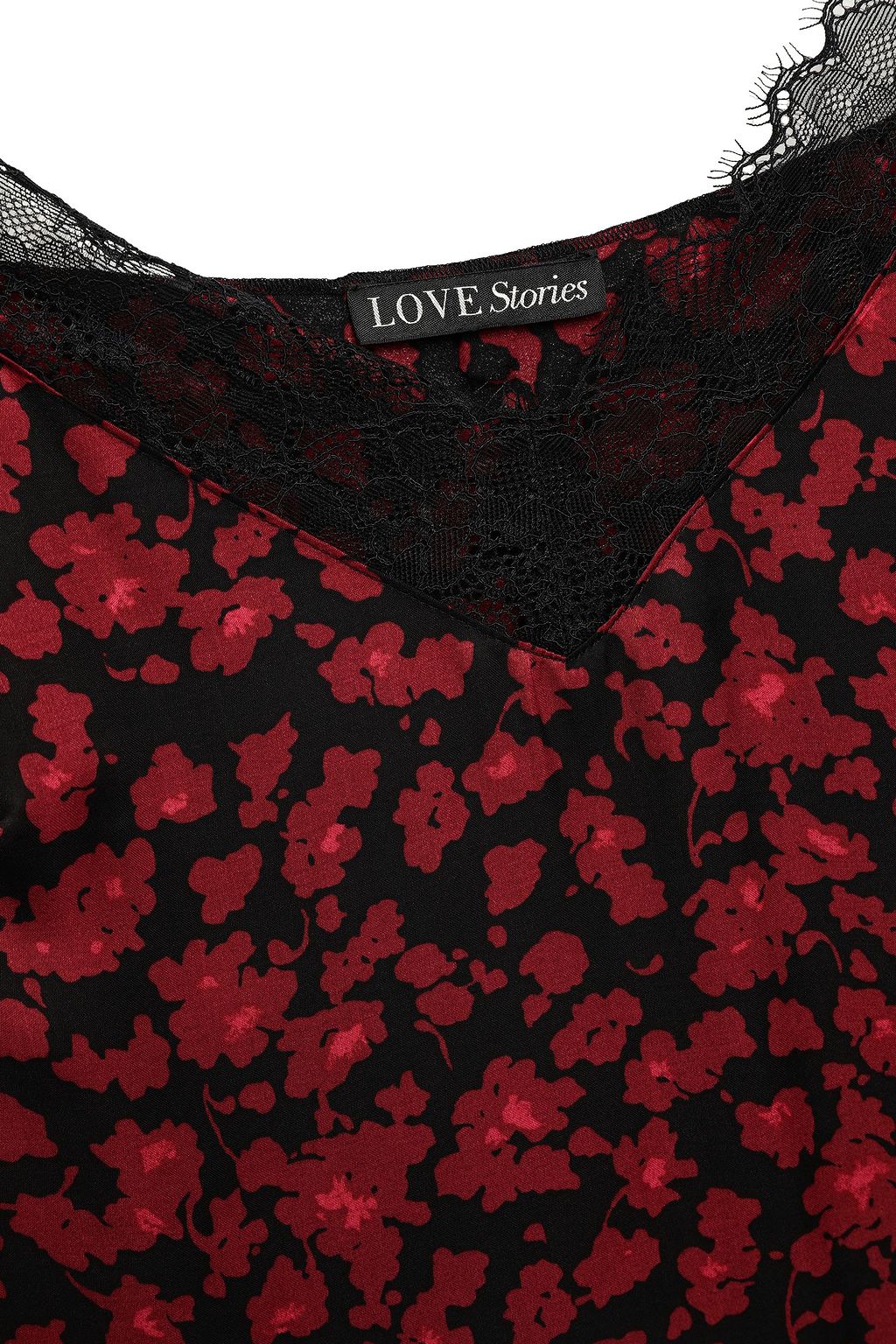LOVE STORIES Camelia lace-trimmed floral-print charmeuse camisole