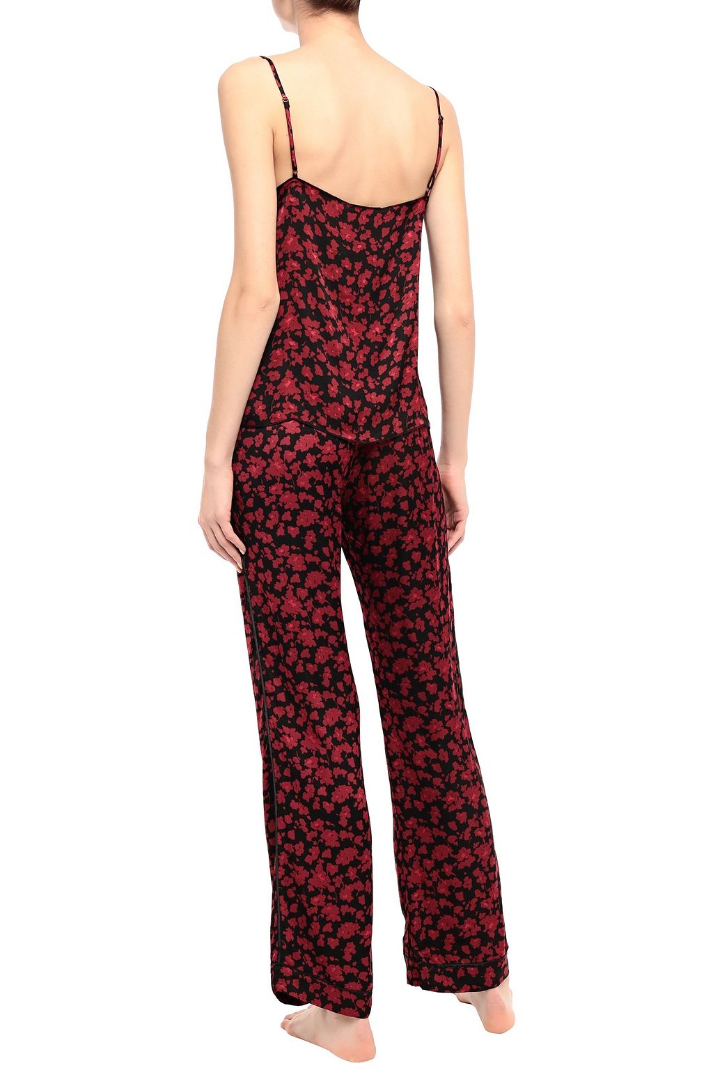 LOVE STORIES Camelia lace-trimmed floral-print charmeuse camisole