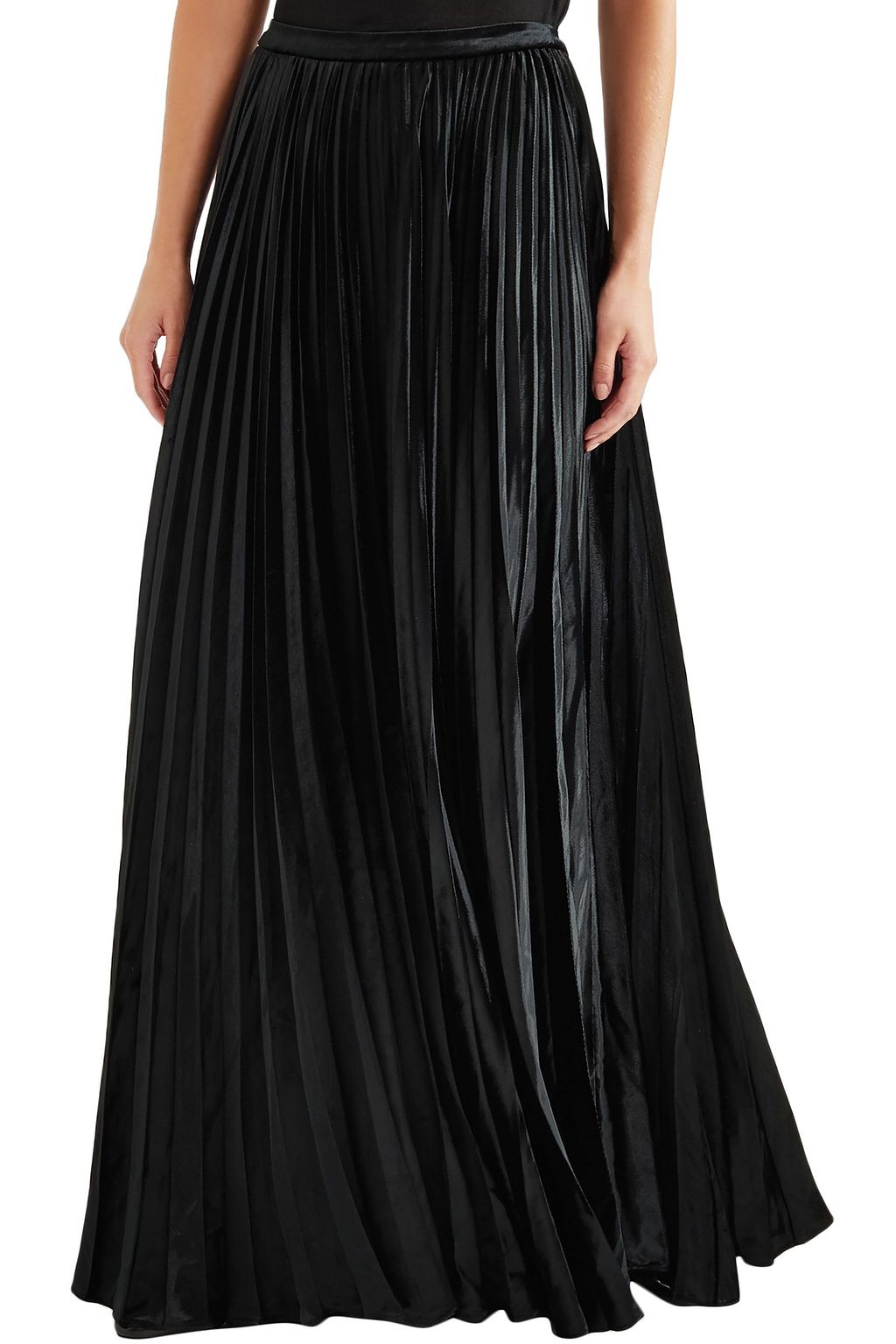 SAINT LAURENT Plissé-velvet maxi skirt