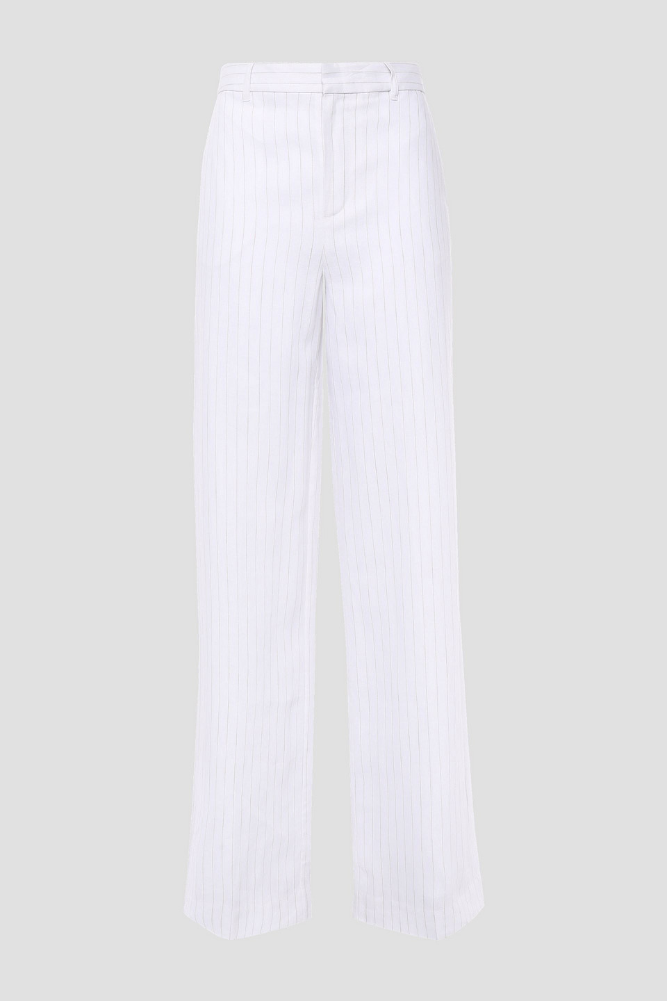 Equipment Woman Arwen Pinstriped Linen Wide-leg Pants White Size 8
