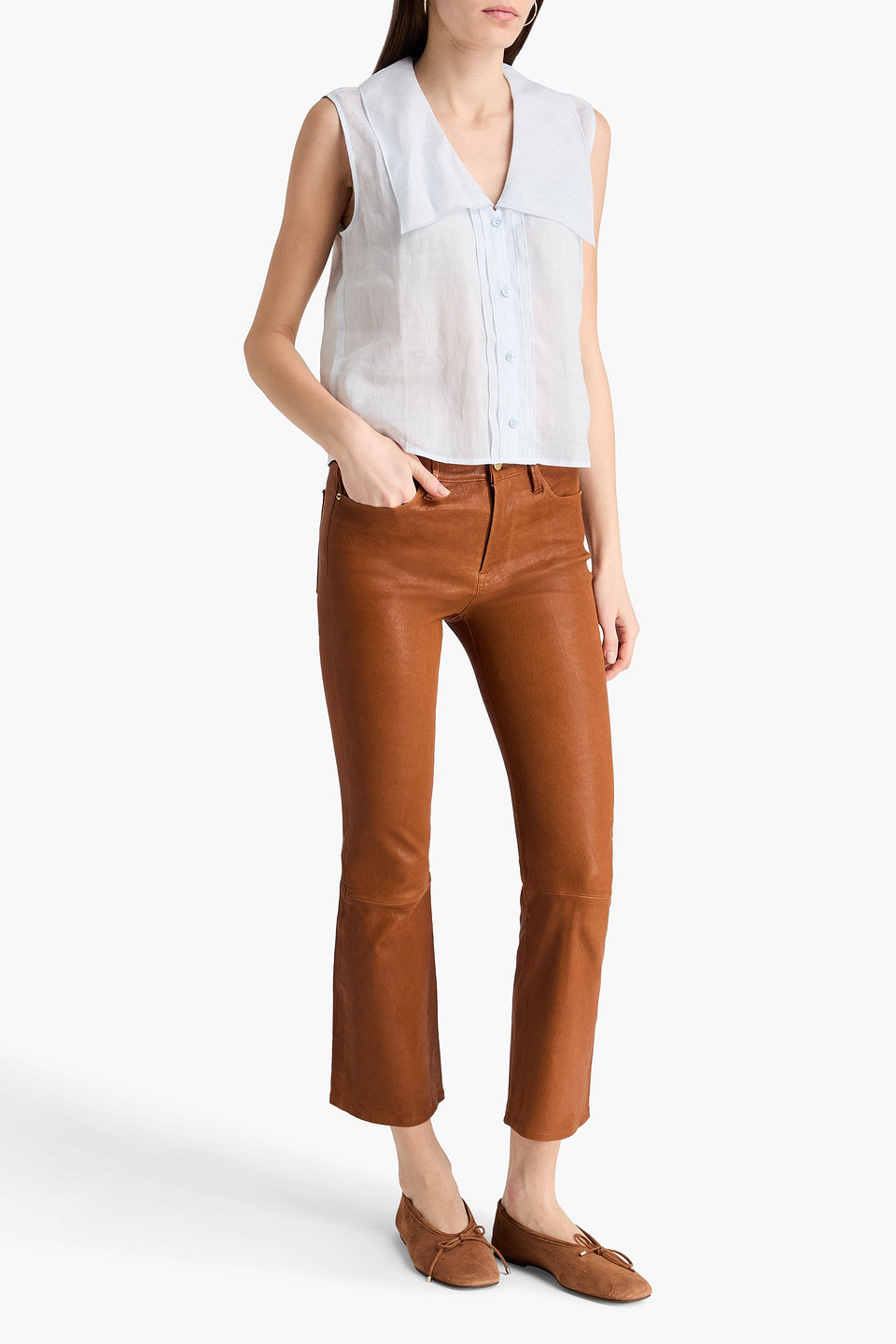  Frame - Cropped Bootcut-hose „le Crop Mini Boot“ Aus Leder - Braun - 23 