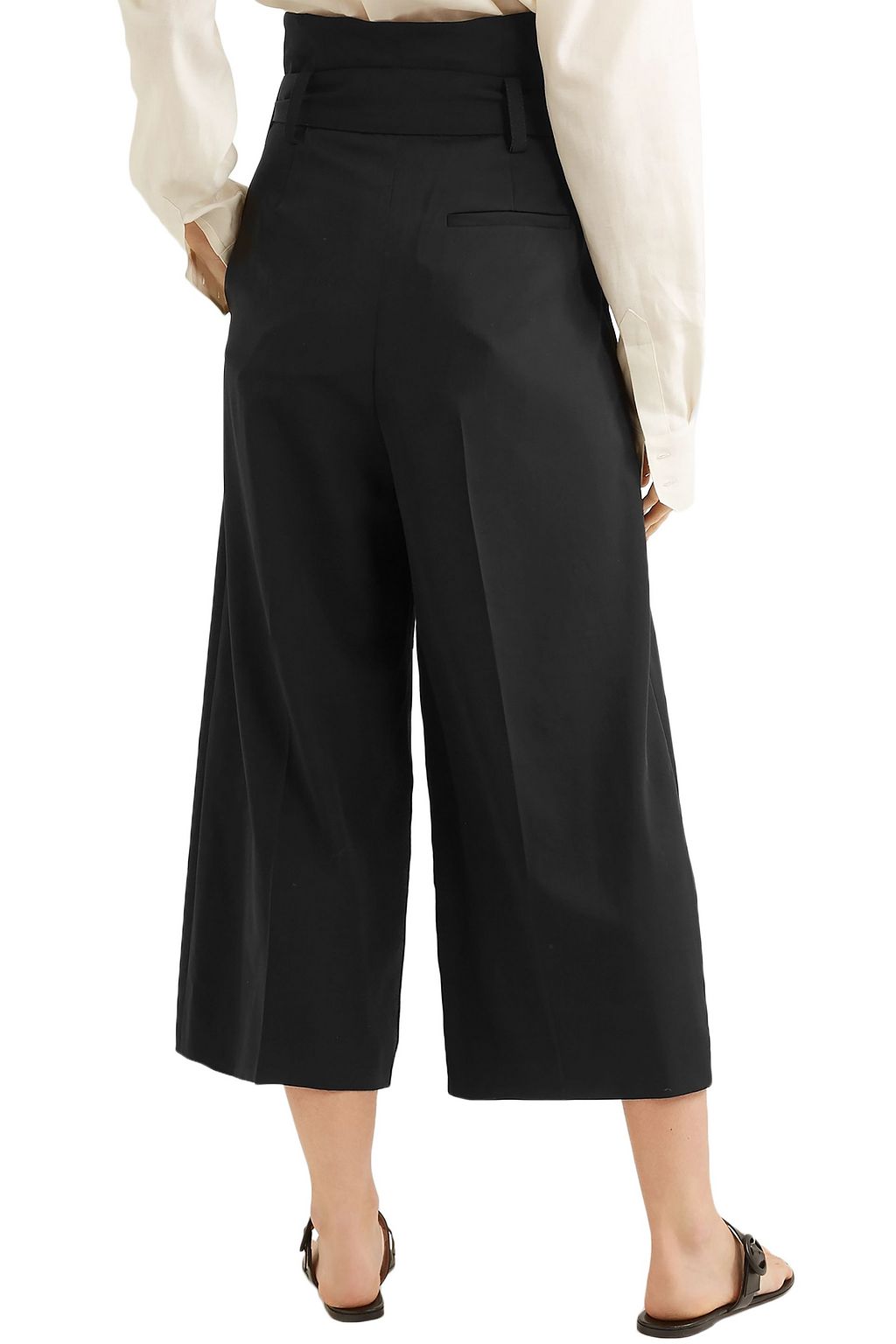 STELLA MCCARTNEY Belted cropped wool wide-leg pants