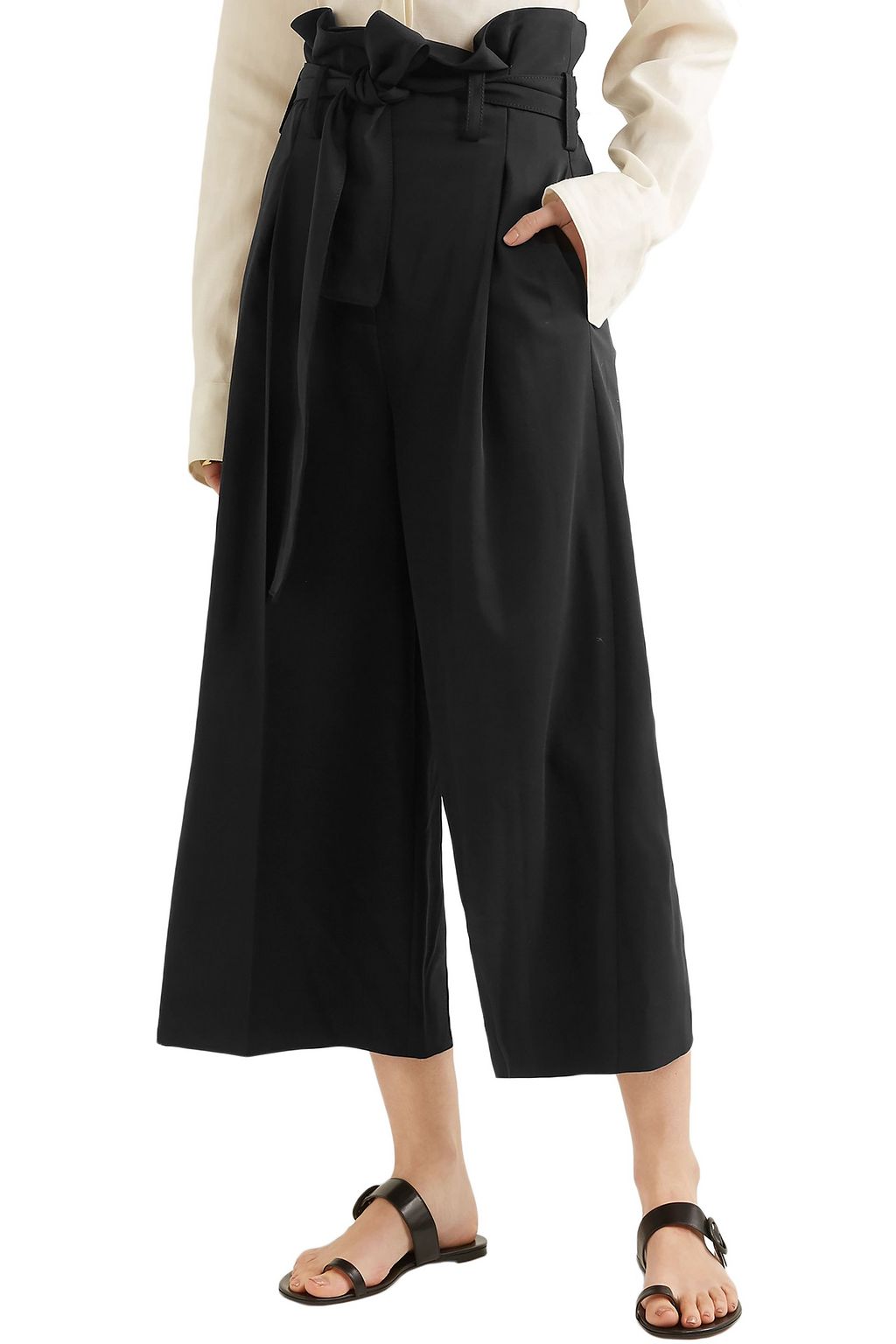 STELLA MCCARTNEY Belted cropped wool wide-leg pants