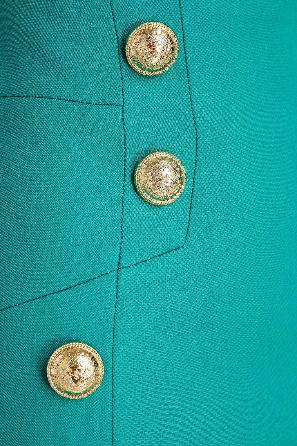 BALMAIN Button-embellished grain de poudre wool mini skirt