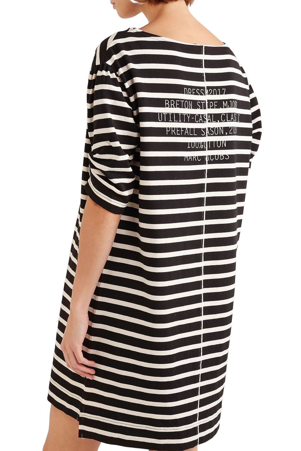 MARC JACOBS Printed striped cotton-jersey mini dress