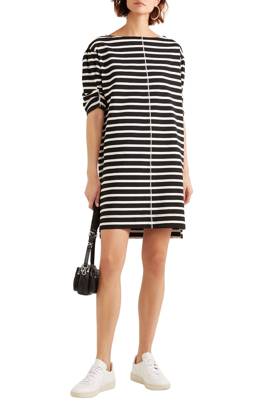 MARC JACOBS Printed striped cotton-jersey mini dress