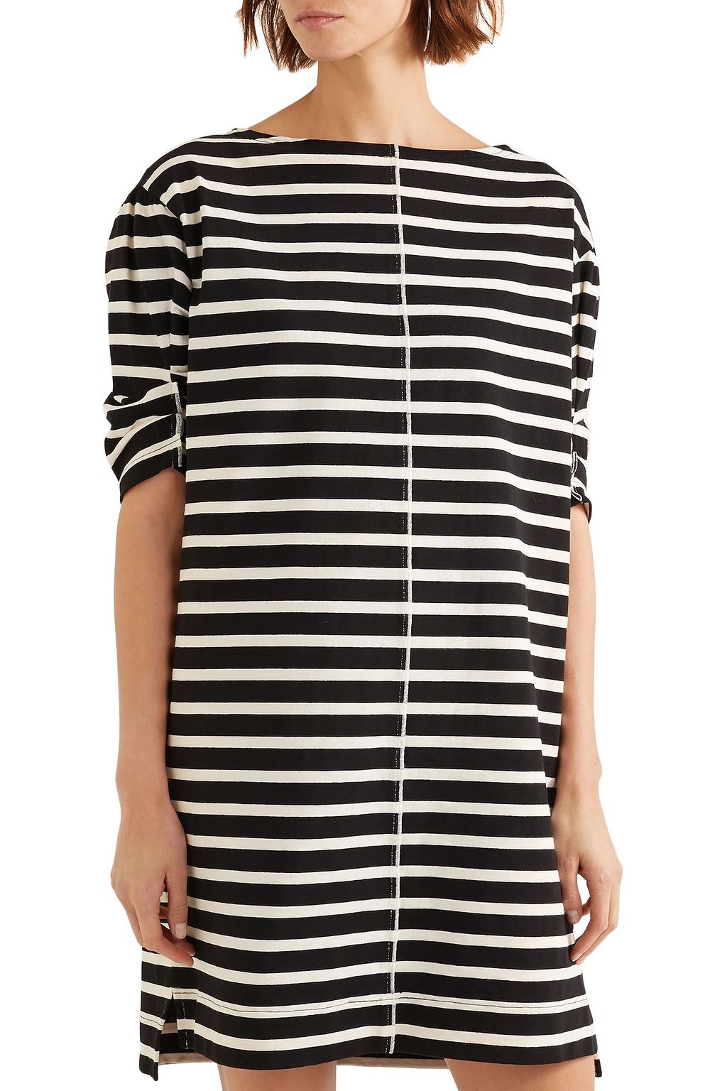 MARC JACOBS Printed striped cotton-jersey mini dress
