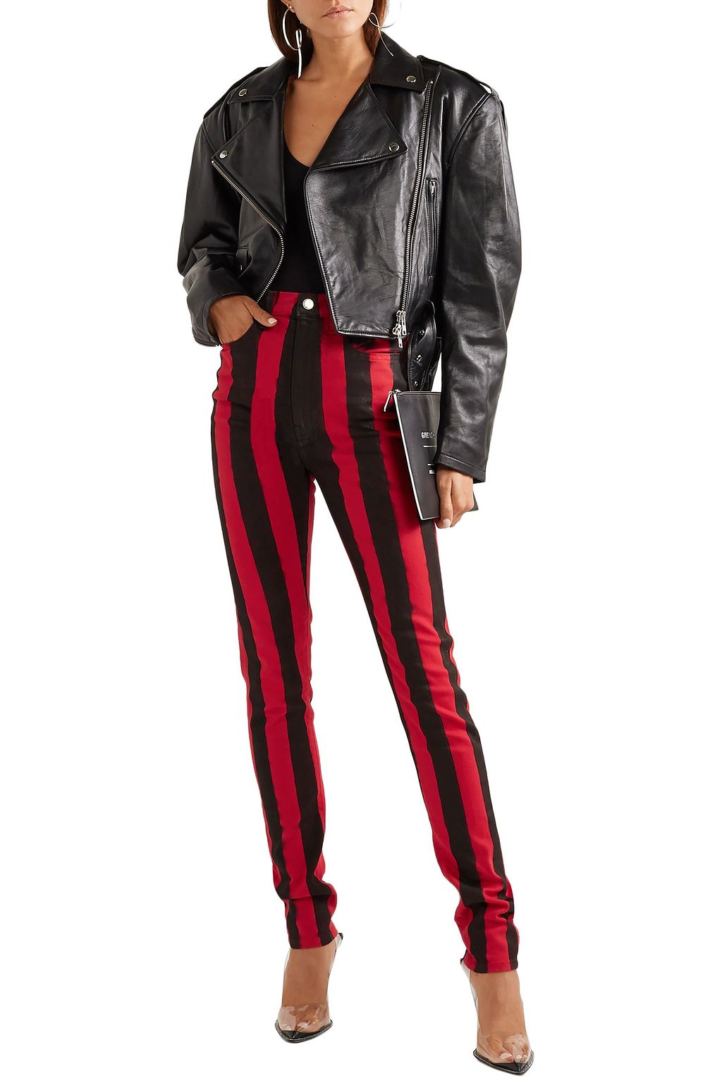 TRE BY NATALIE RATABESI Patti high-rise striped stretch-cotton skinny jeans