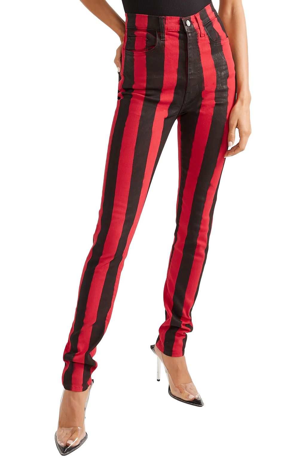 TRE BY NATALIE RATABESI Patti high-rise striped stretch-cotton skinny jeans