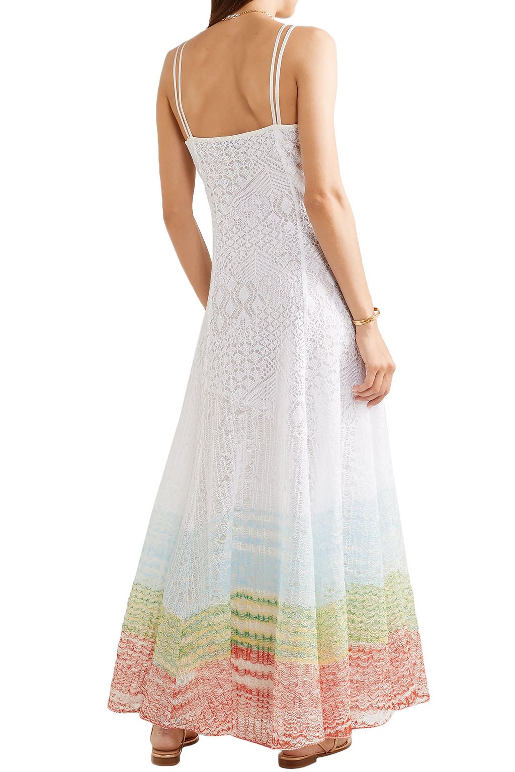 MISSONI Striped crochet-knit linen-blend maxi dress