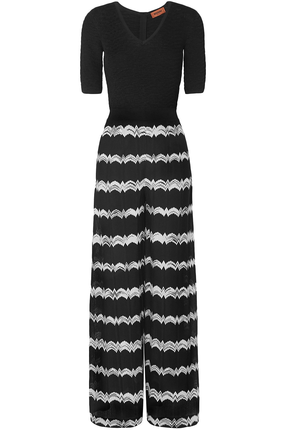 Missoni Woman Striped Crochet-knit Wide-leg Jumpsuit Black Size 38