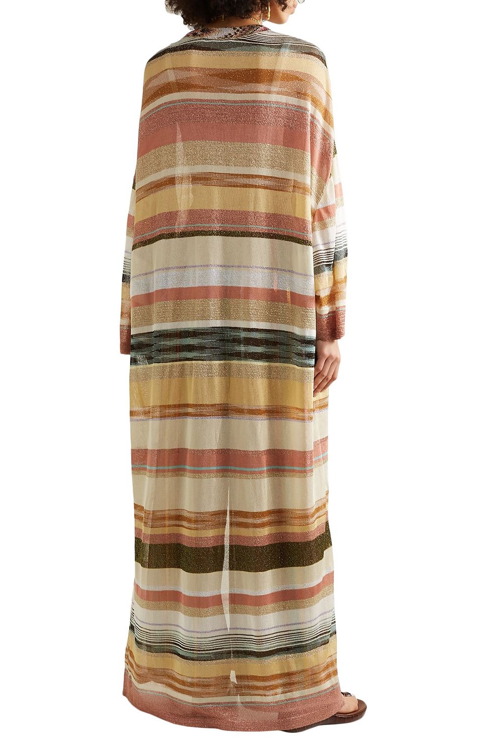 MISSONI Striped metallic crochet-knit cardigan