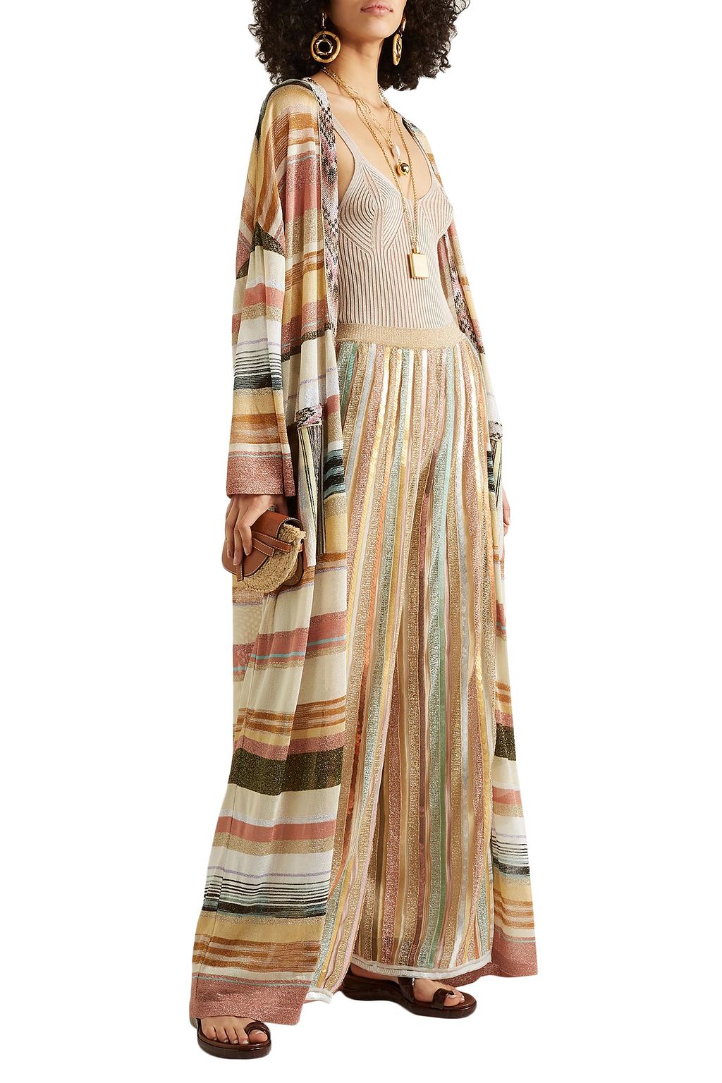 MISSONI Striped metallic crochet-knit cardigan