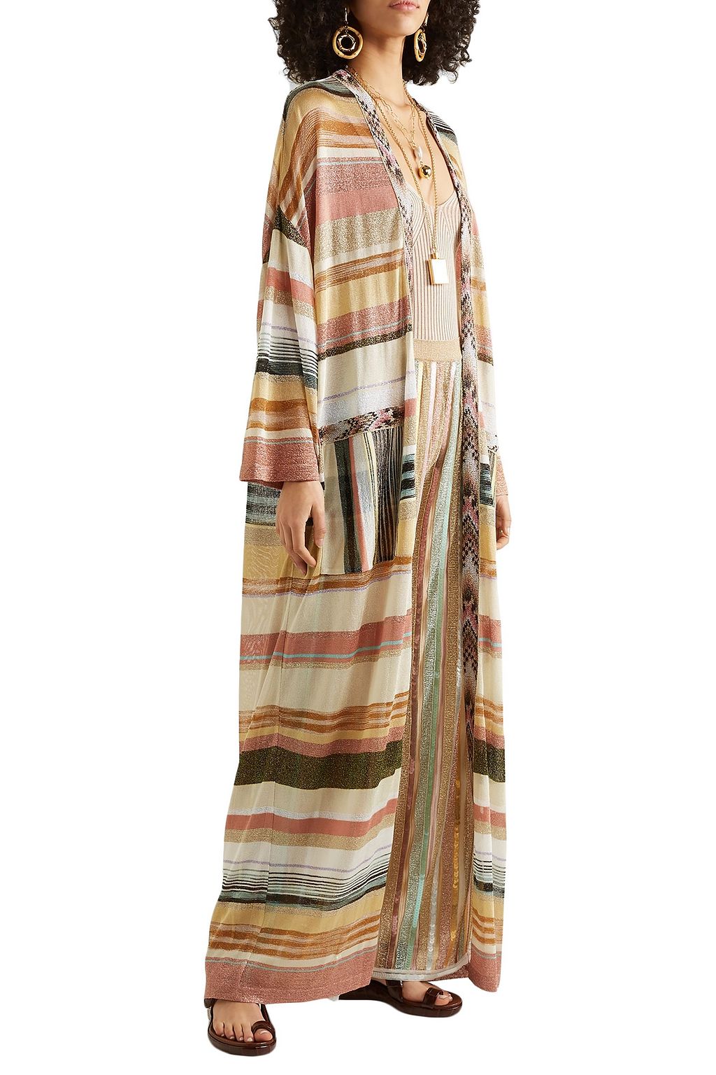 MISSONI Striped metallic crochet-knit cardigan