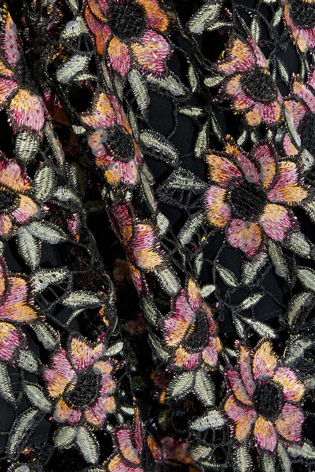 PRABAL GURUNG スパンコール付き ギピュールレース ミディワンピース