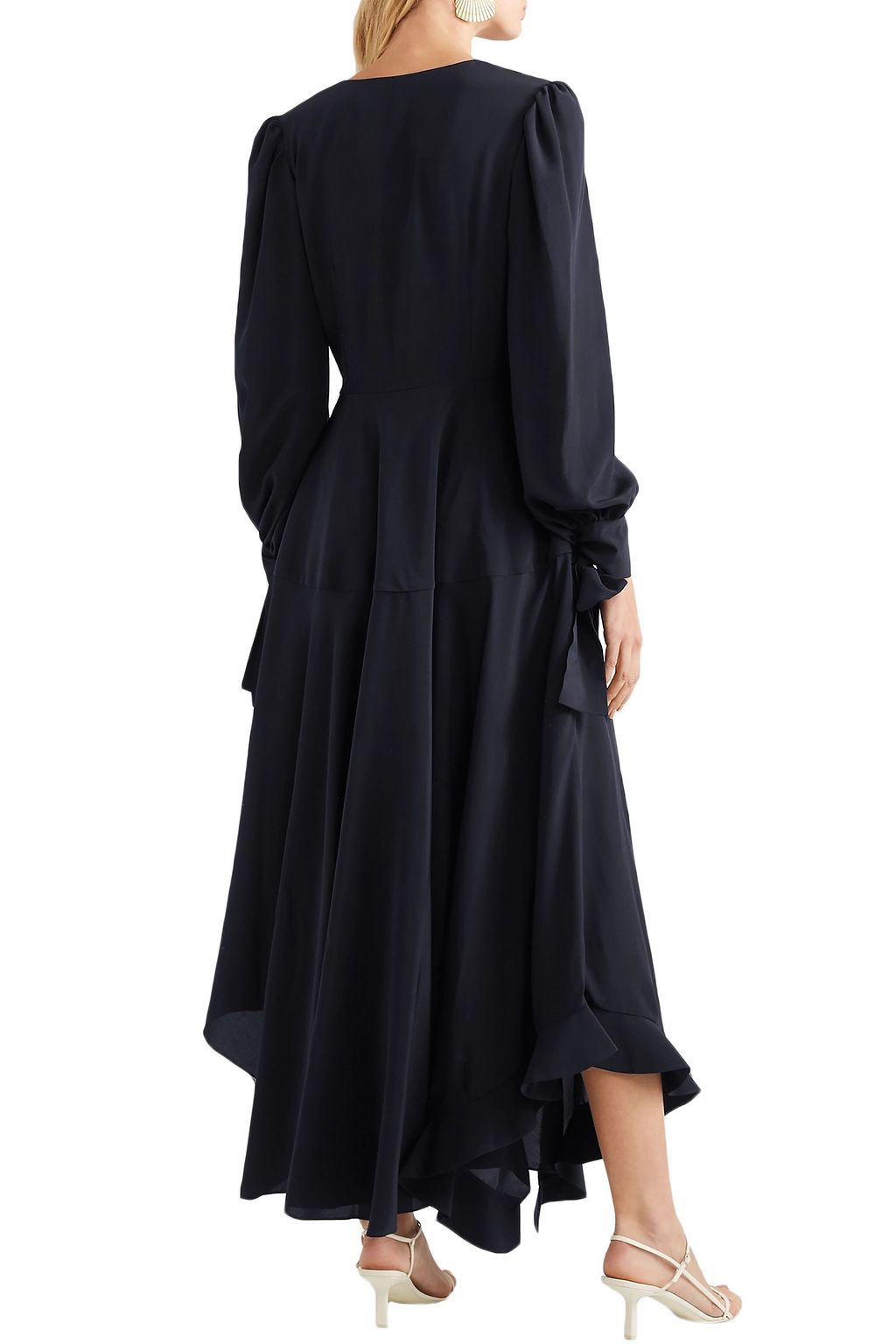 STELLA MCCARTNEY Asymmetric bow-detailed silk crepe de chine maxi dress