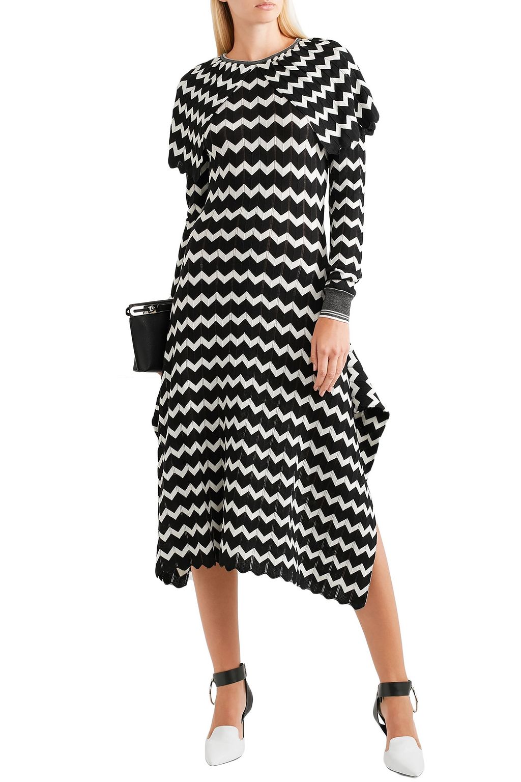 STELLA MCCARTNEY Cape-effect intarsia wool midi dress