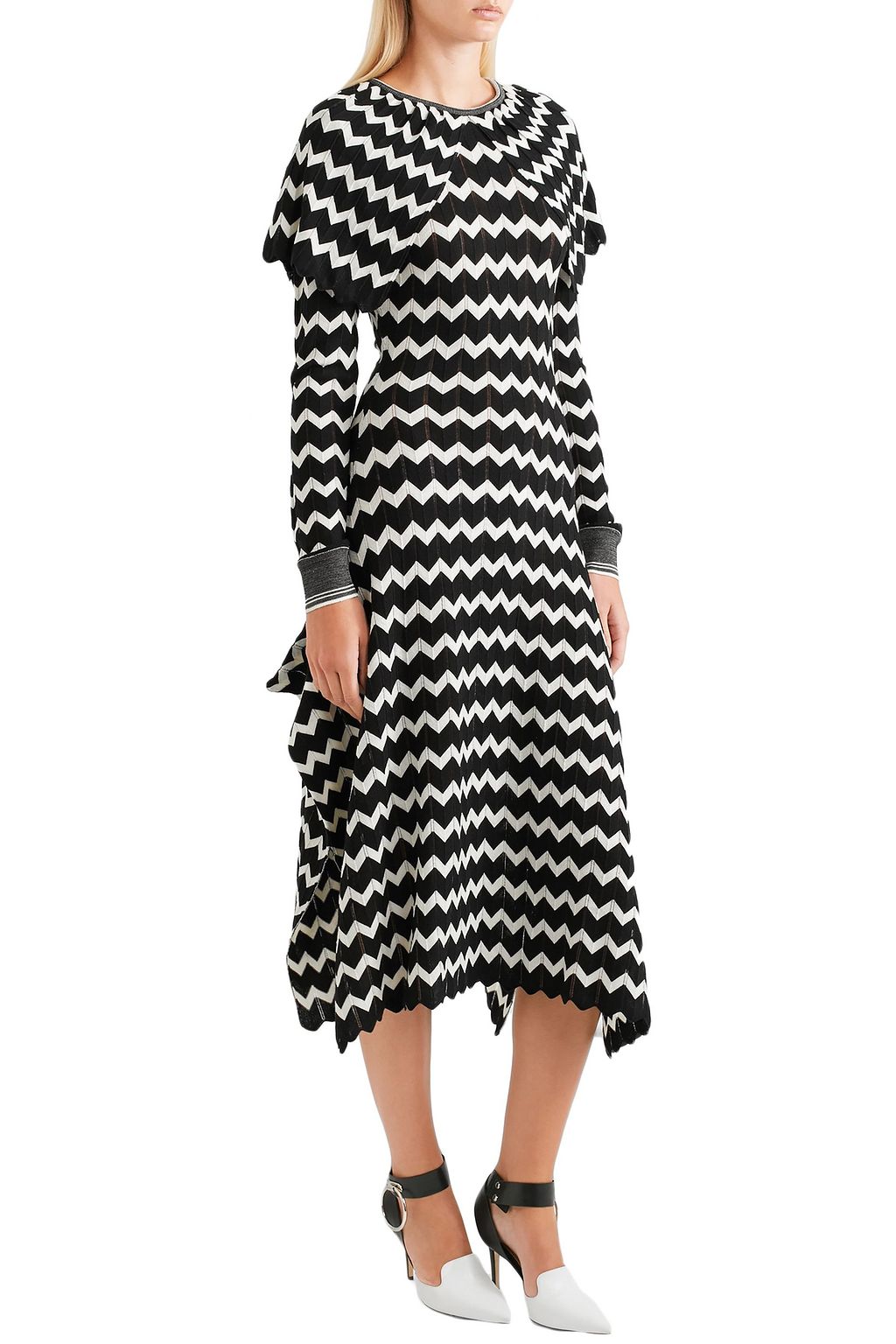 STELLA MCCARTNEY Cape-effect intarsia wool midi dress