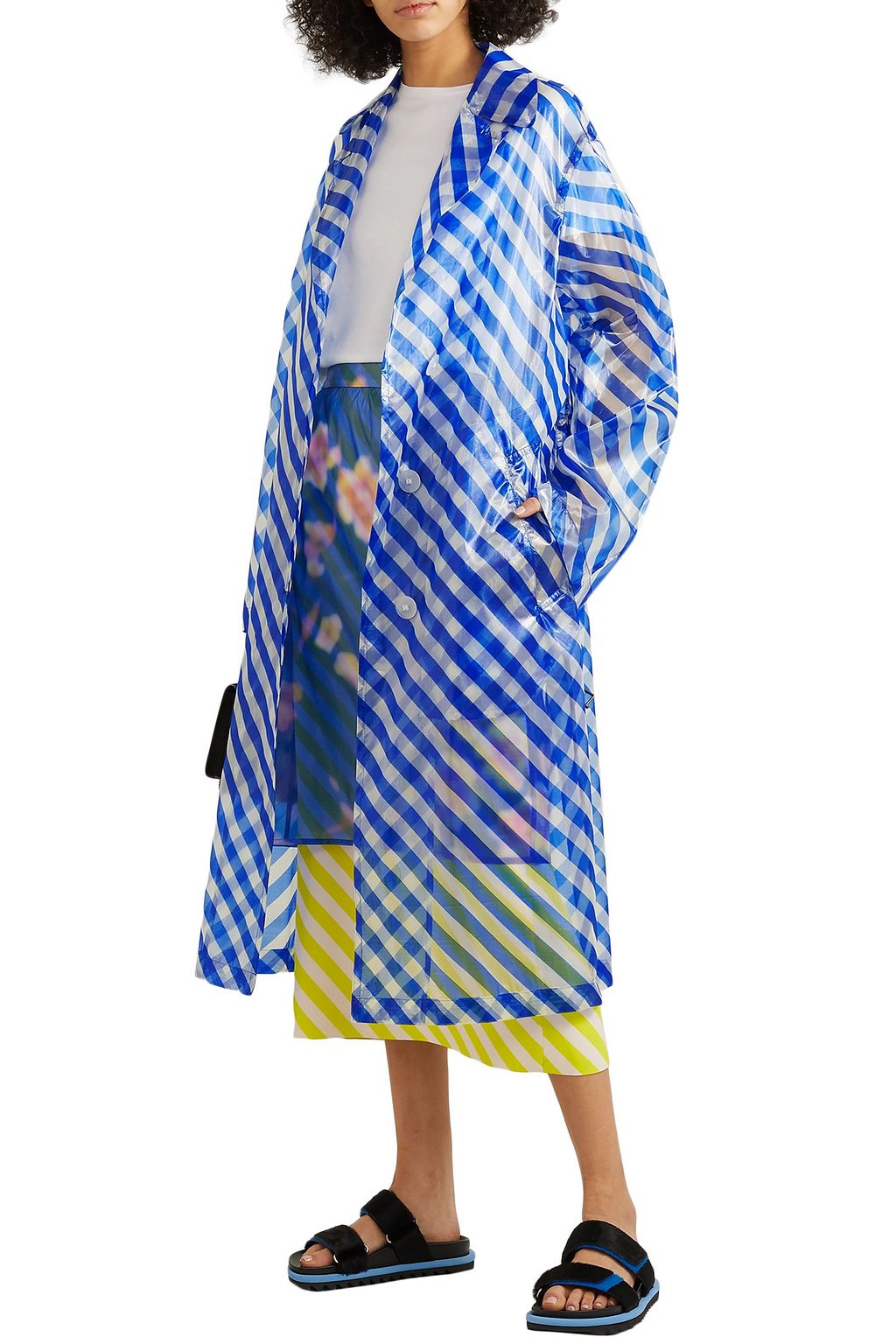 DRIES VAN NOTEN Striped organza trench coat