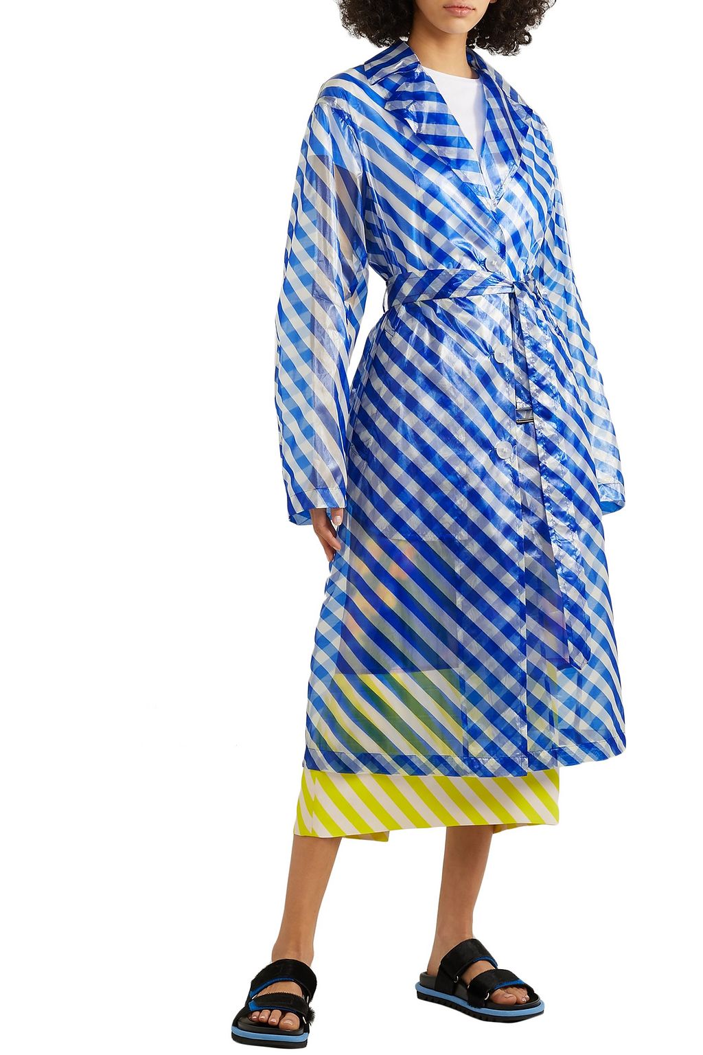 DRIES VAN NOTEN Striped organza trench coat