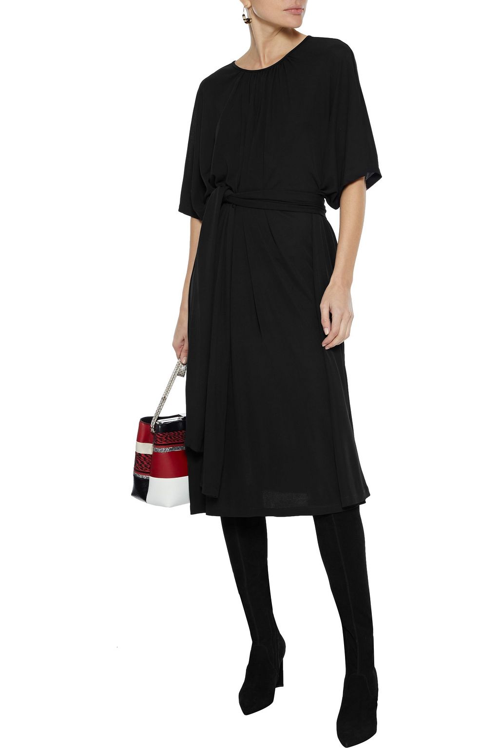 JOSEPH Ibiza belted jersey midi dress
