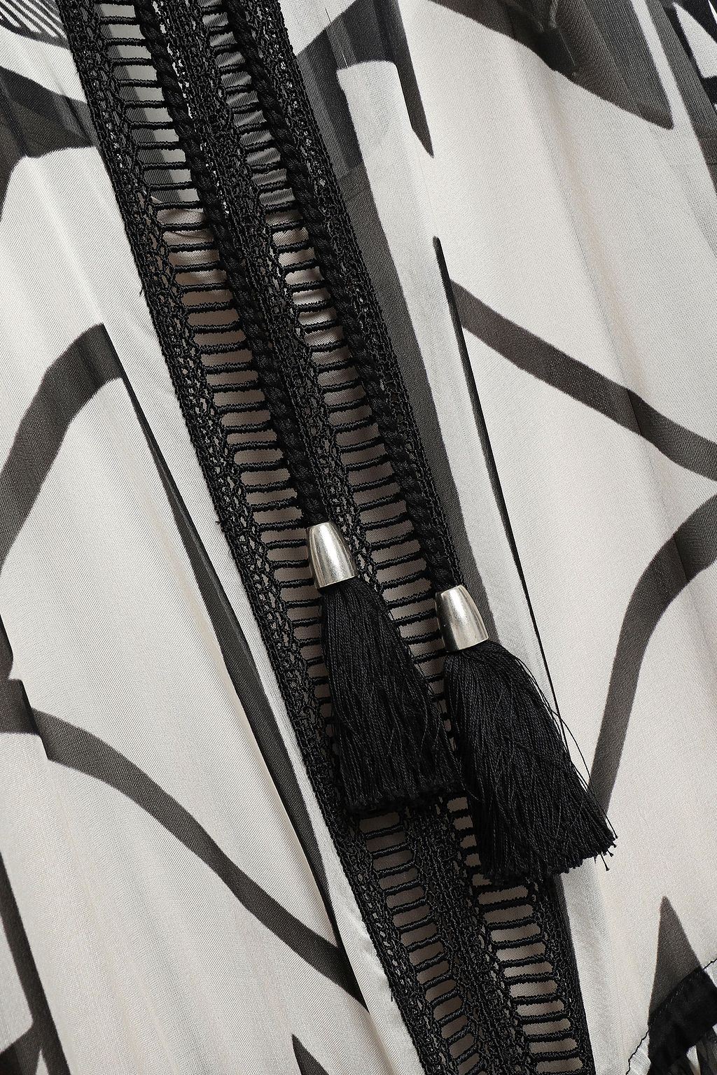 ALBERTA FERRETTI Tassel-trimmed printed silk-chiffon maxi dress