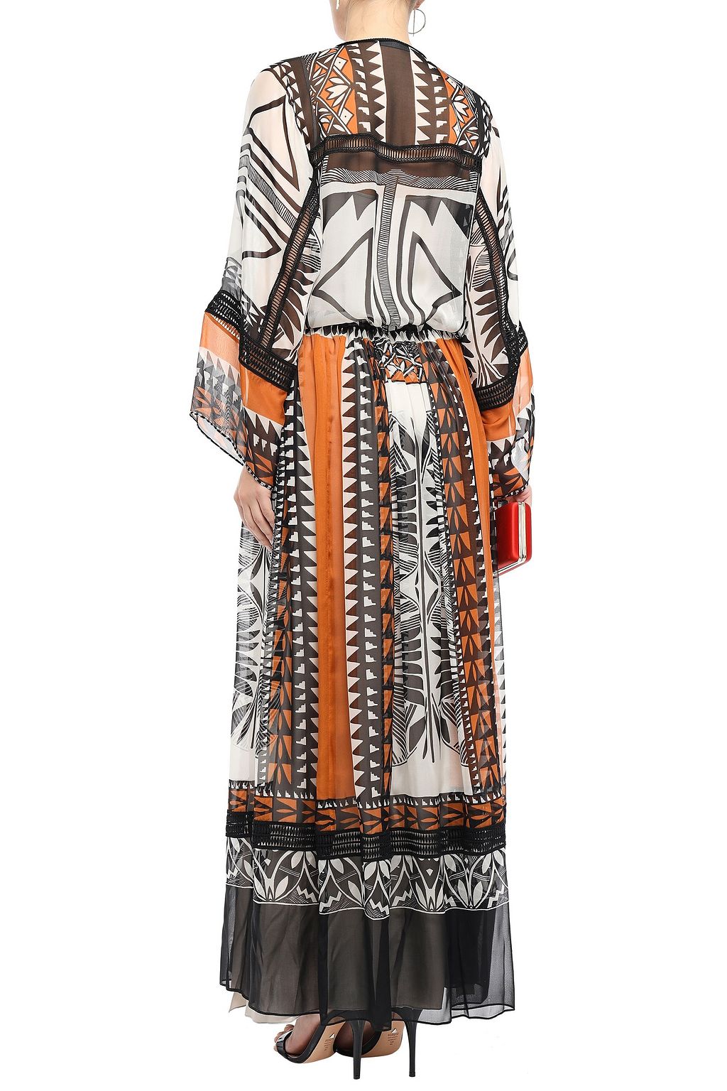 ALBERTA FERRETTI Tassel-trimmed printed silk-chiffon maxi dress