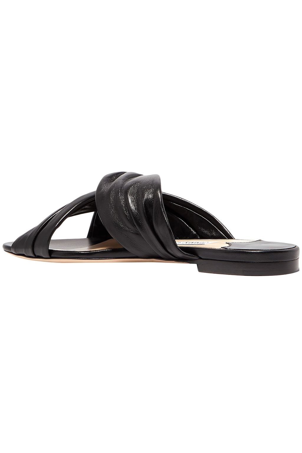 Black Leila knotted leather slides | Sale up to 70% off | THE OUTNET | JIMMY CHOO | THE OUTNET