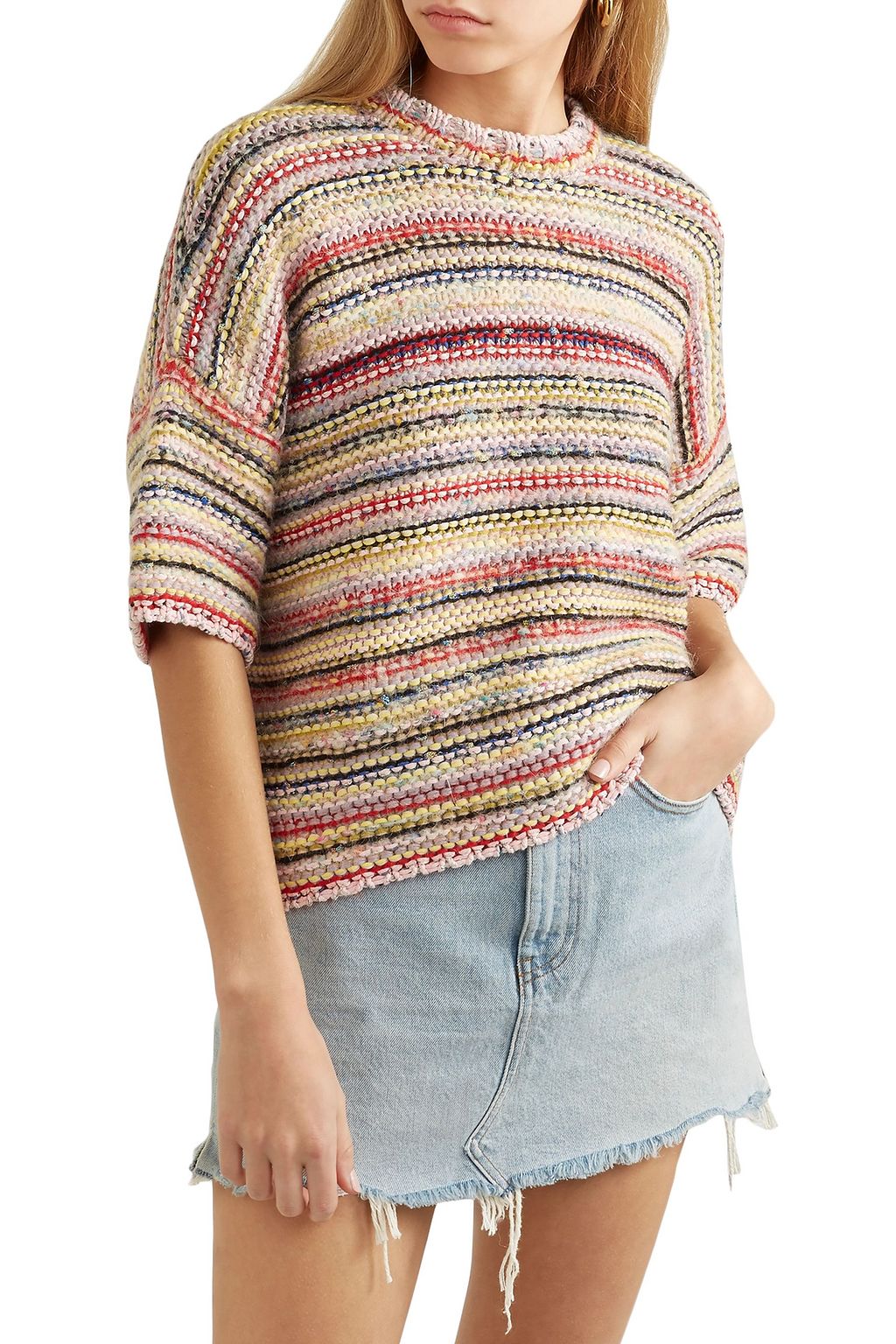 GANNI Striped knitted sweater