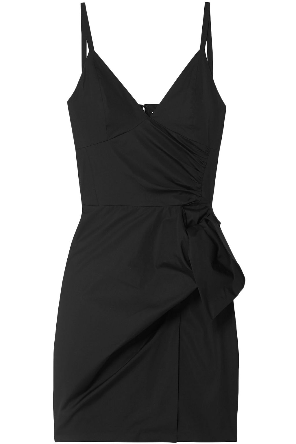 black mini slip dress