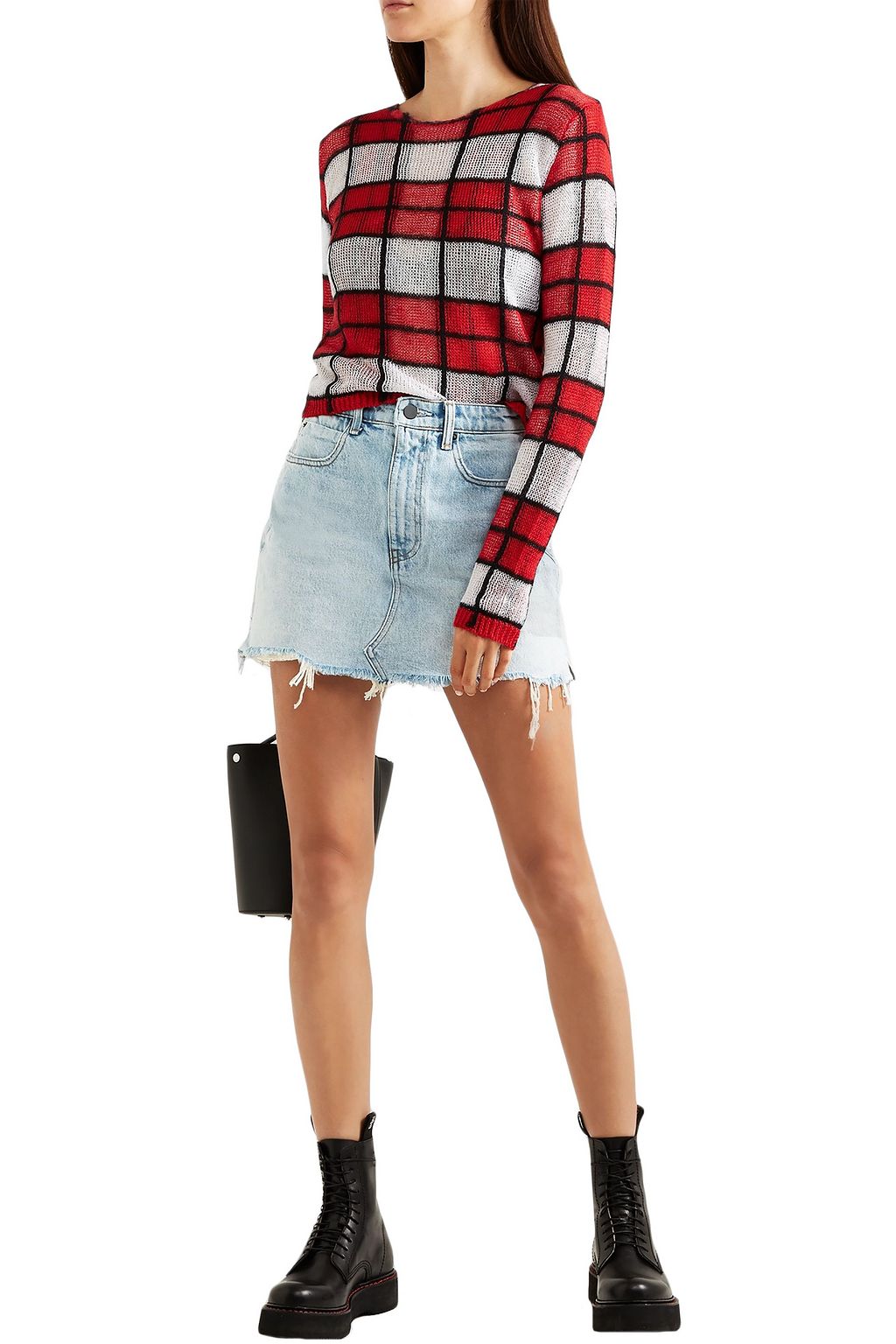 ALEXANDER WANG Distressed denim mini skirt
