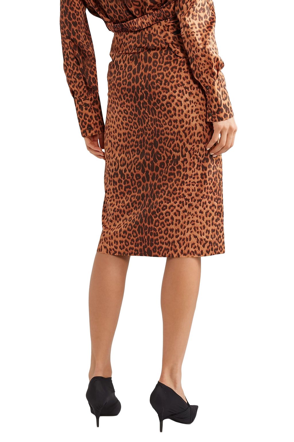 COMMISSION Fanny leopard-print satin-twill skirt