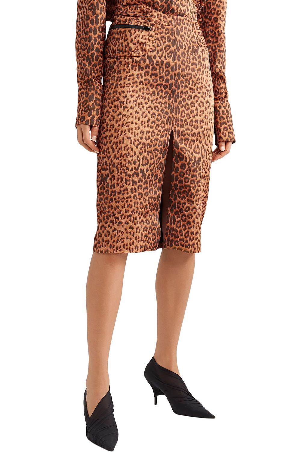 COMMISSION Fanny leopard-print satin-twill skirt