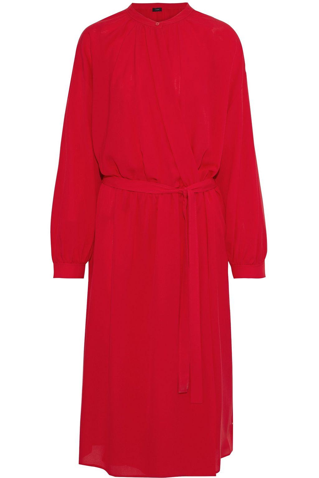 red midi silk dress