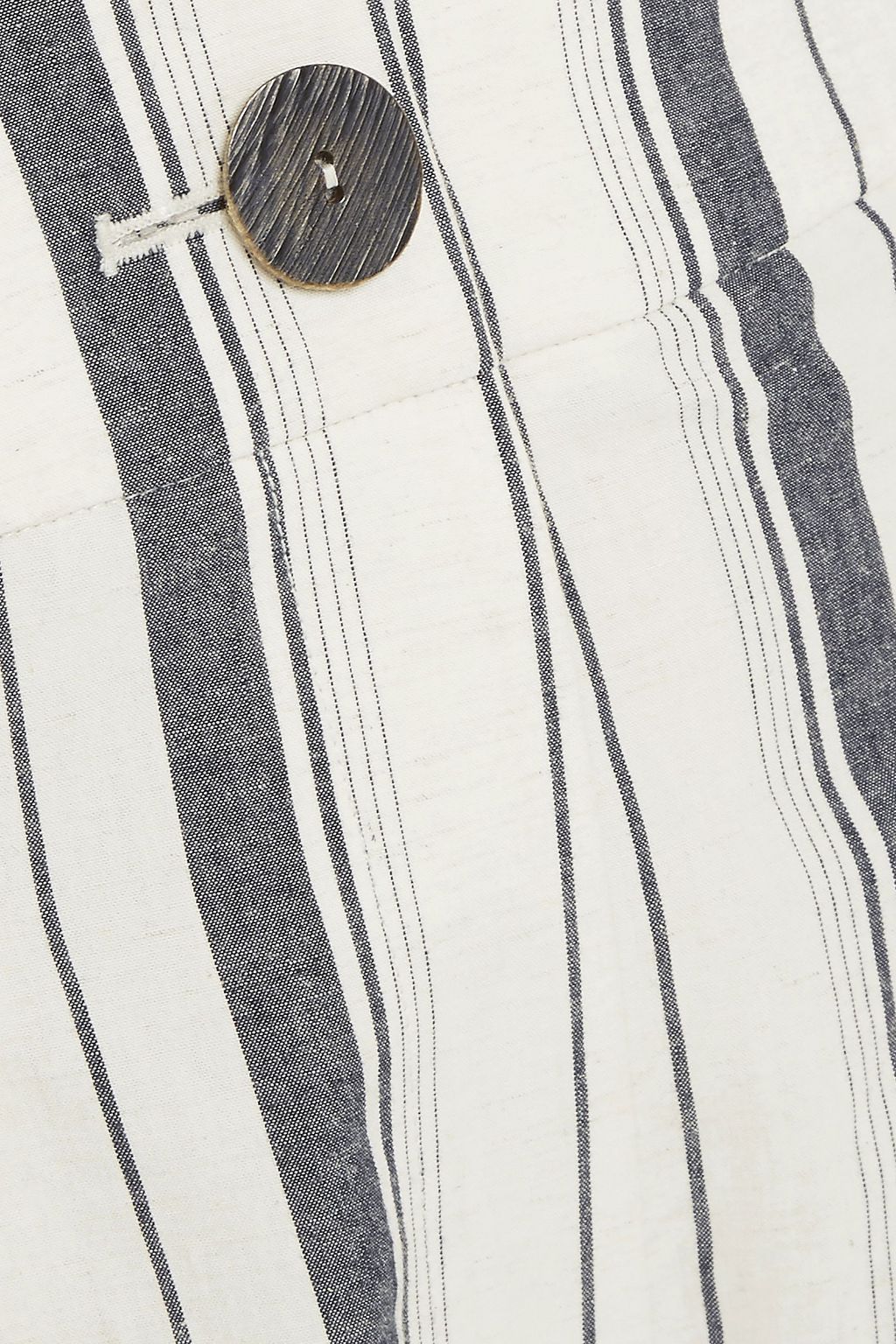 REJINA PYO Dylan cropped striped cotton-chambray wide-leg  pants