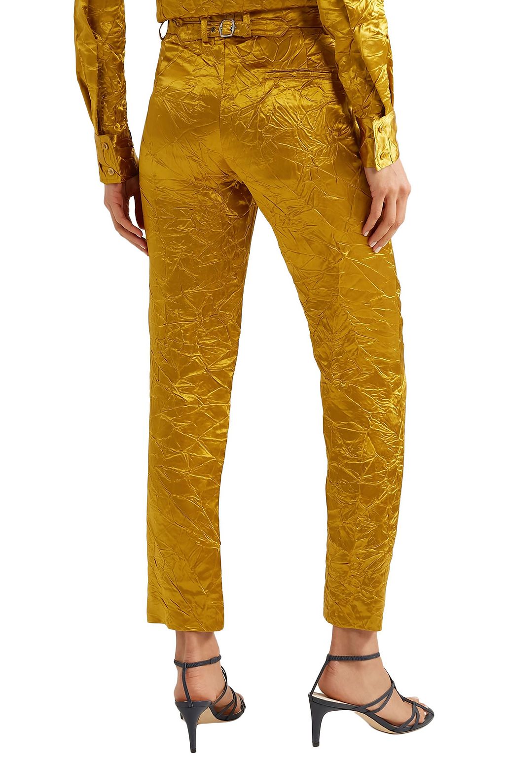 SIES MARJAN Willa crinkled satin-twill straight-leg pants