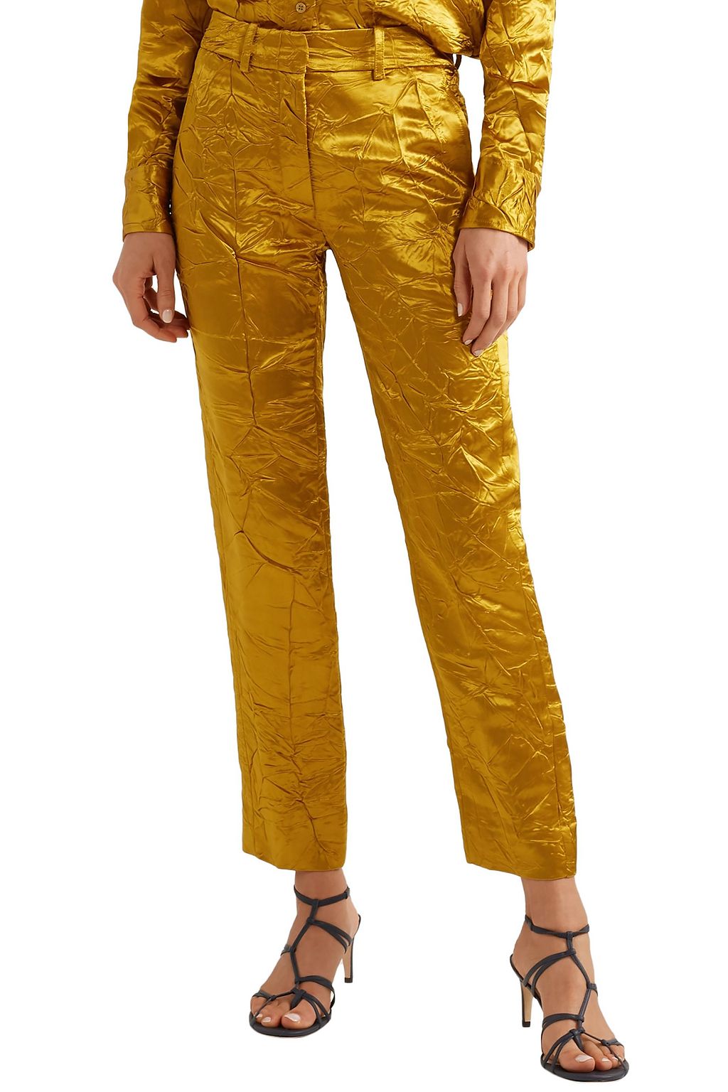 SIES MARJAN Willa crinkled satin-twill straight-leg pants