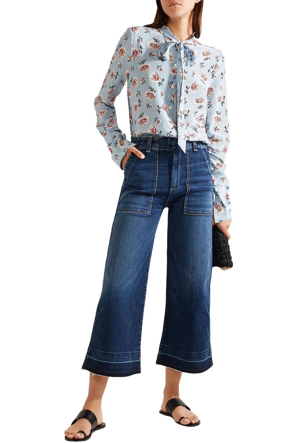 VERONICA BEARD Lou cropped high-rise wide-leg jeans