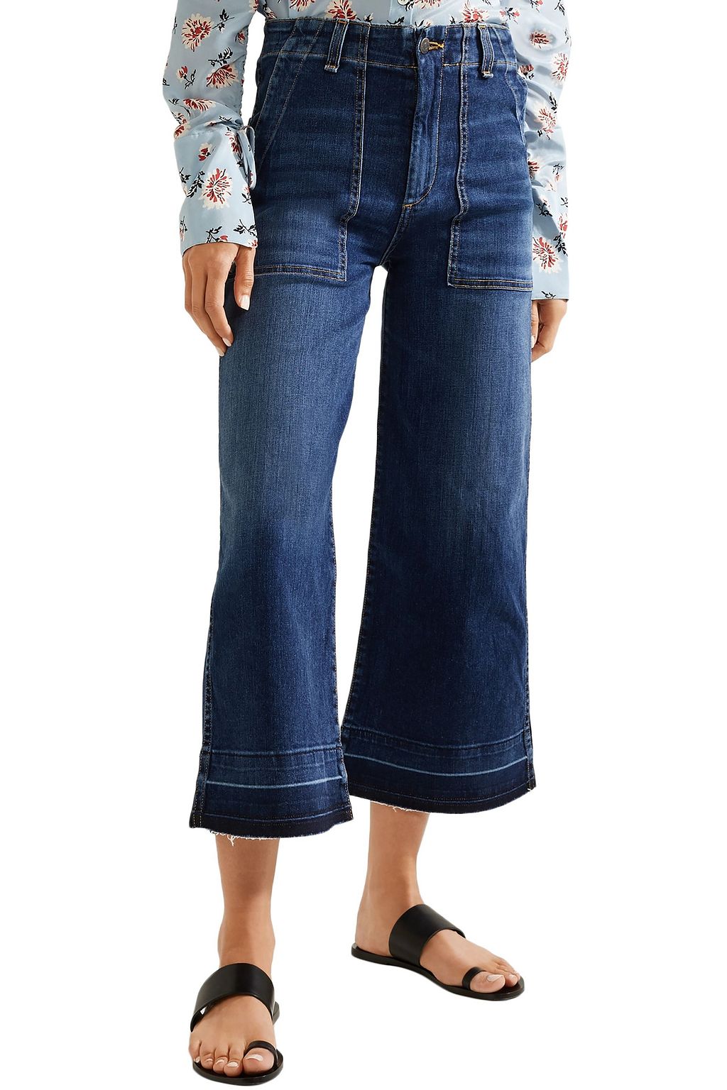 VERONICA BEARD Lou cropped high-rise wide-leg jeans